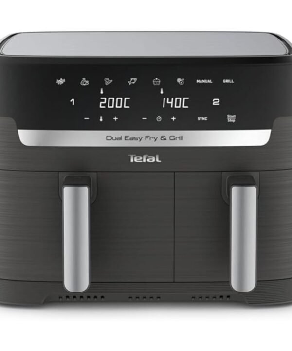 Tefal Easy Fry Dual Zone Digital air fryer, 2 Drawers, 8.3L, 8in1, Uses No Oil, Air Fry, Extra Crisp