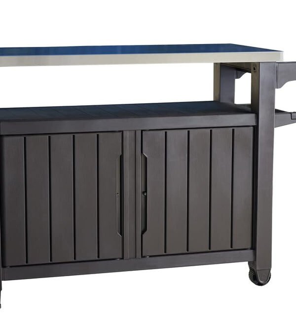 Keter Unity XL BBQ Side Table, Dimensions 134 x 51.7 x 89.6 cm, Grey, Weatherproof