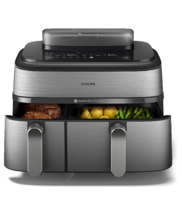 Philips Air Fryer 5000 Series Dual Basket with Steam – 9L Capacity, RapidAir Plus Technology