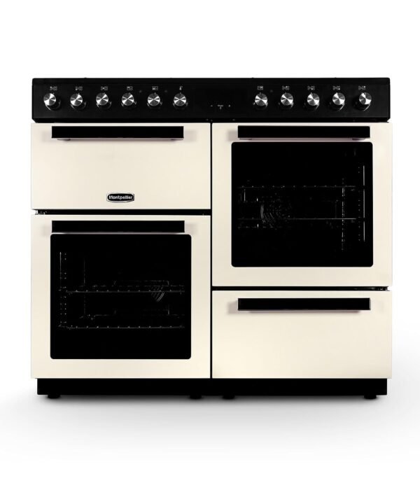 Dual Fuel Range Cooker 100cm Freestanding 7 Burners 2 Ovens Cream
