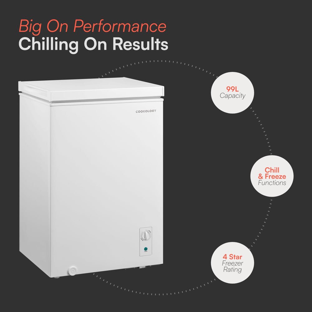 Cookology CCFZ99WH Freestanding Chest Freezer in White - 99 Litre Capacity - Suitable for Outbuildings - Image 3