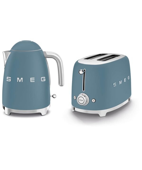 SMEG Breakfast Set 1.7L 300W Kettle And 2 Slice Toaster Storm Blue