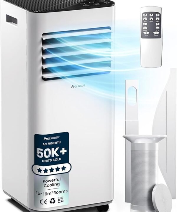 7000 BTU Portable Air Conditioner with Cooling, Dehumidifier, Fan, Sleep Mode & Remote Control