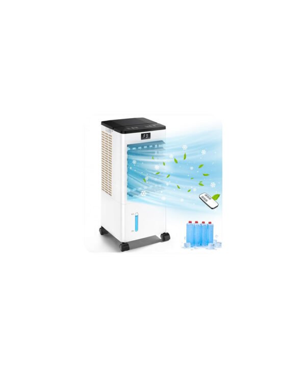 60W Evaporative Air Cooler with 8L Water Tank, Remote Control, LED Display & 4 Ice Packs