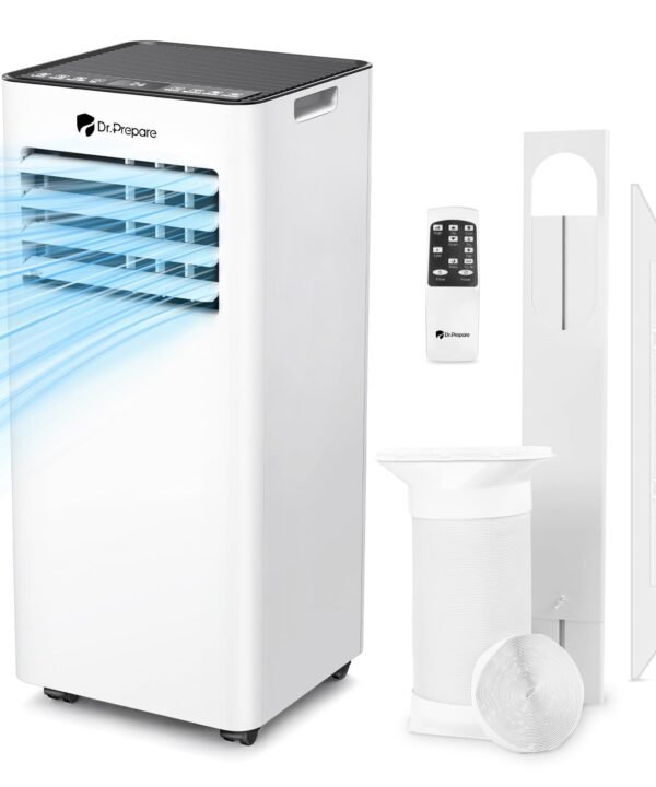 9000 BTU Portable Air Conditioner with Dehumidifier, Sleep Mode, Child Lock & Dual Window Kit