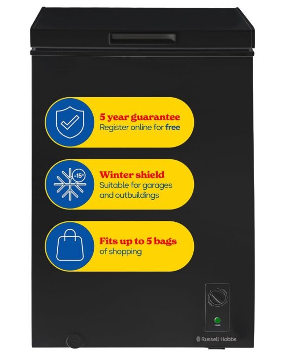 Chest Freezer 99L Freestanding With Adjustable Temperature Black