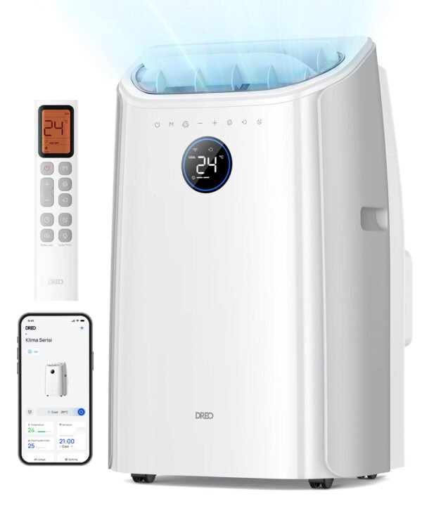DREO 10000 BTU Portable Air Conditioner, 3-in-1 Cool/Fan/Dry Quiet AC Unit for Bedroom/Office, Smart App/Voice/Remote Control