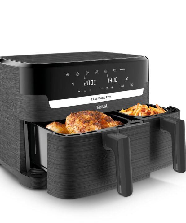 Tefal Easy Fry Dual Zone Digital Air Fryer, 2 Drawers, 8.3L, 8in1, Air Fry, Extra Crisp, Roast, Bake