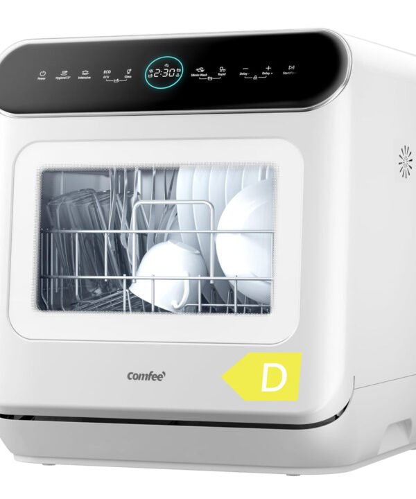COMFEE' Table Top Dishwasher 7+3 Programs Mini Tabletop Dishwasher No Plumbing, 6L Built-in Water Tank