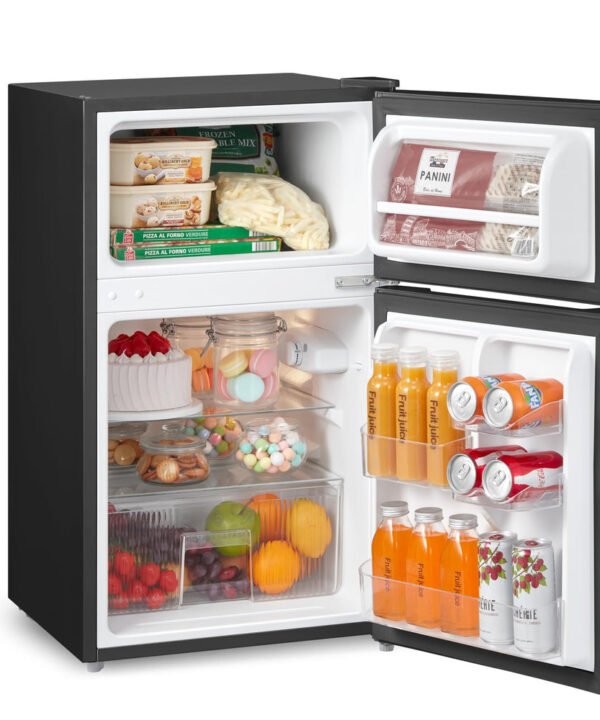 COMFEE' RCT87BL2(E) Under Counter Fridge Freezer, 87L Double Door Small Fridge Freezer with Light
