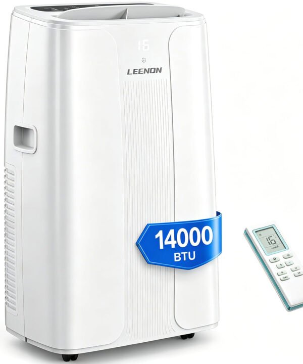 14000 BTU Portable Air Conditioner with Dehumidifier, Fan, Auto Swing & Remote Control