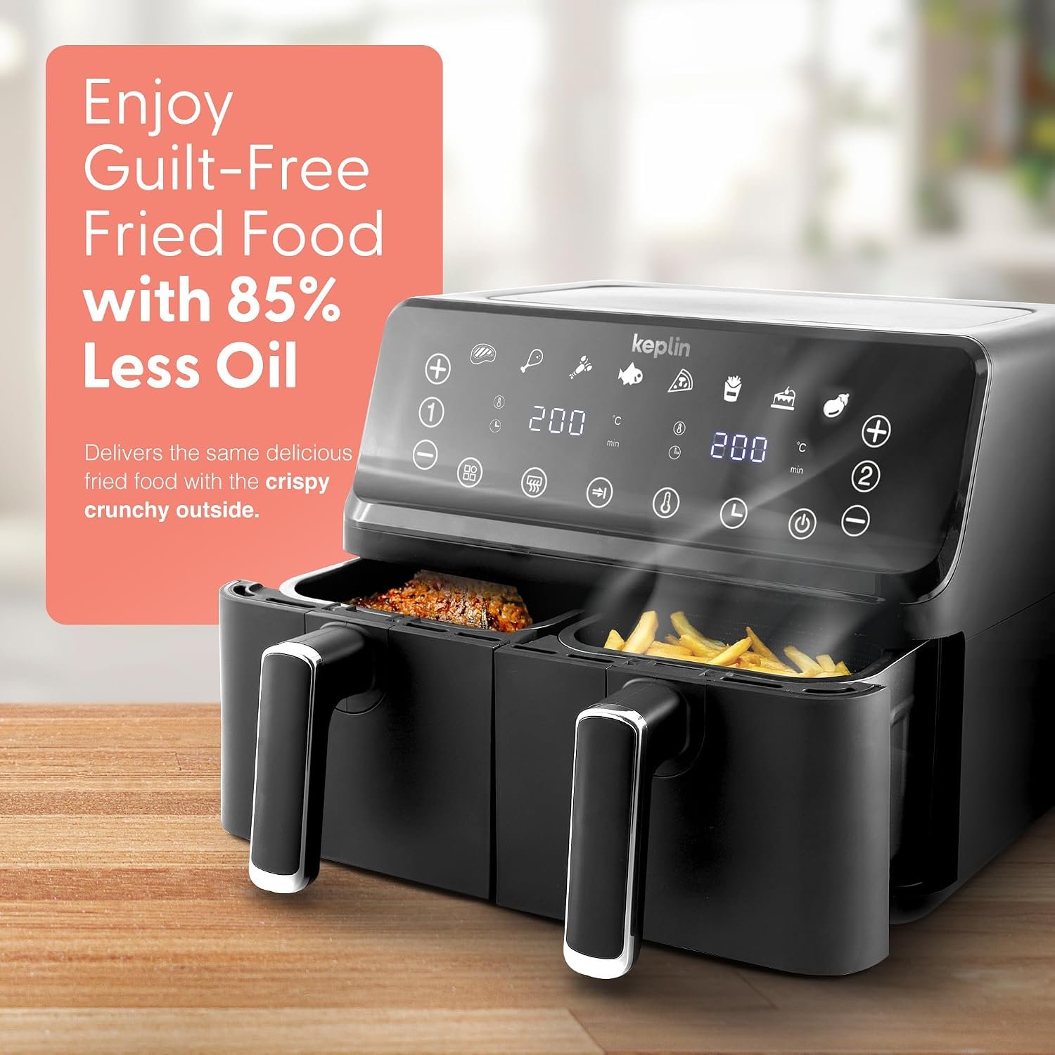 Dual Zone Air Fryer 9L 8-in-1 2700W Extra-Large Capacity - Image 3