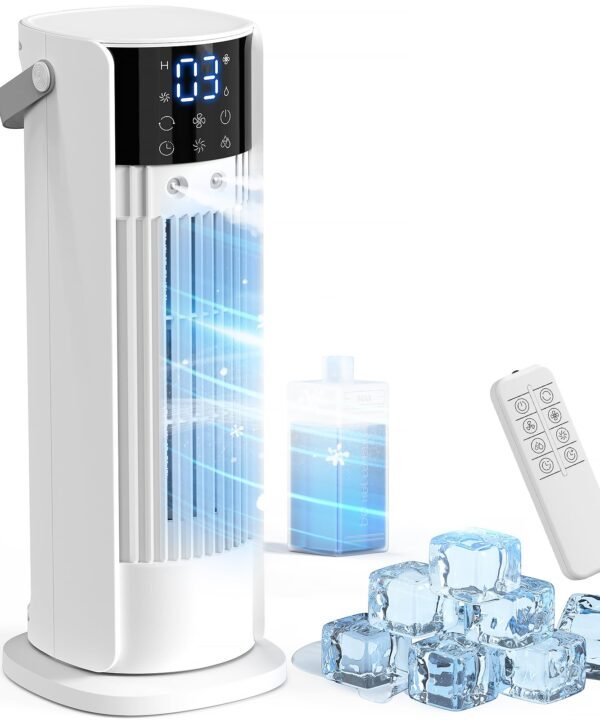 Portable Evaporative Air Cooler with Large Water Tank, Dual Mist, 4 Speeds & 90° Oscillation