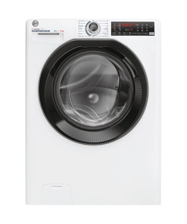 Freestanding Front Load Washing Machine – 9kg, 1400 RPM, 60 Programs, WiFi Connected, Inverter Motor, White/Black Door, Energy Class A