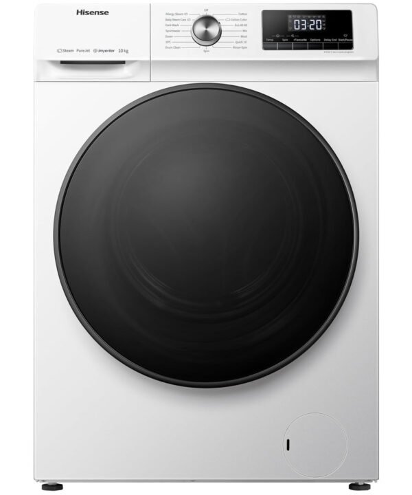 Freestanding Front Load Washing Machine – 10kg, 1400 RPM, Inverter Motor, Quick Wash, Steam Wash, White, Energy Class A