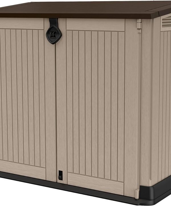 Outdoor Garden Storage Shed 845L Top And Front Opening Beige Brown