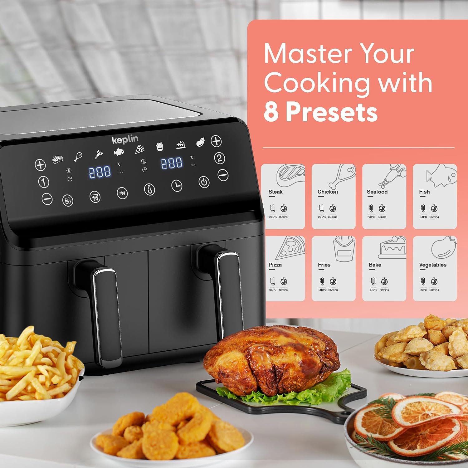 Dual Zone Air Fryer 9L 8-in-1 2700W Extra-Large Capacity - Image 5