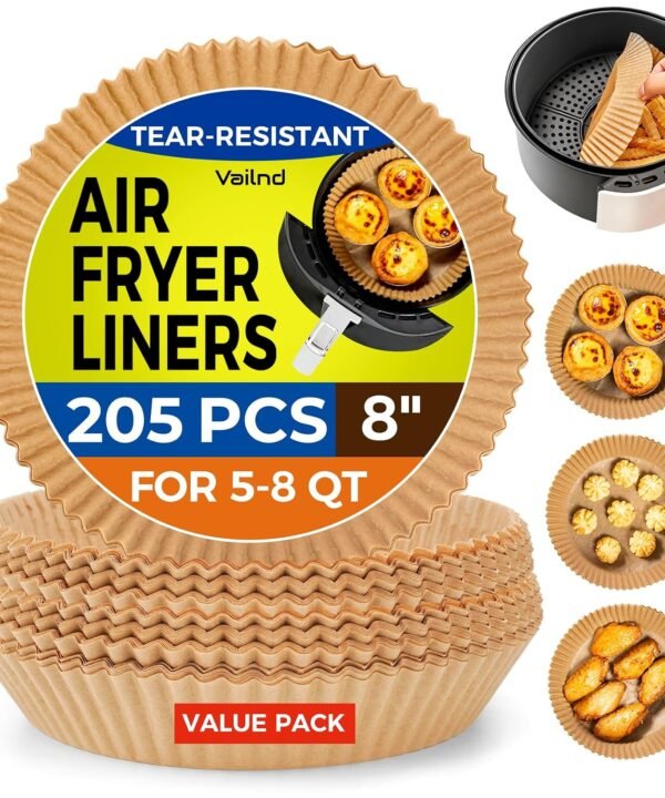 Air Fryer Liners 205 Pcs 8 Inch Disposable Non-Stick Paper For 5-8 Qt Basket