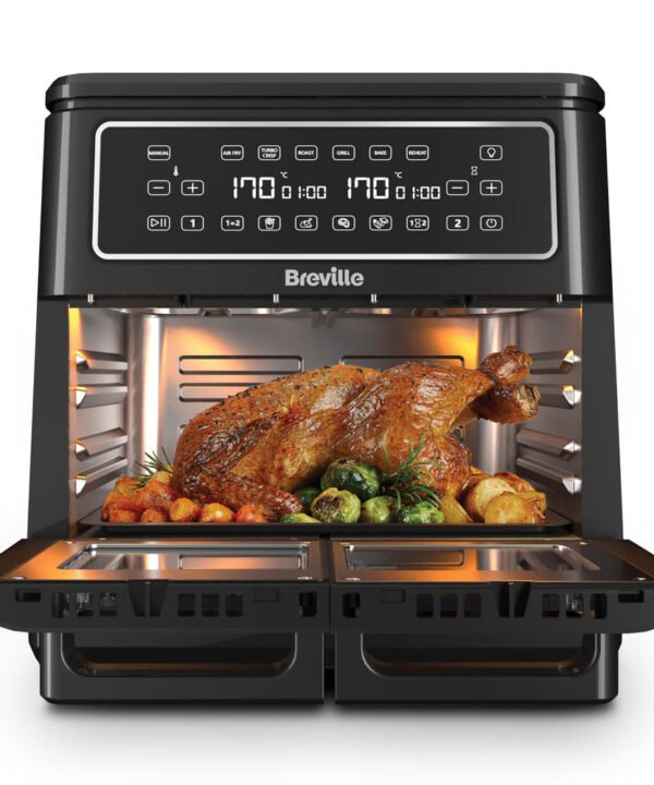 Breville Halo Flexi Air Fryer Digital Dual Air Fryer Oven 11L: Serves 10+ People FryBakeGrillRoast & Reheat 2400 W