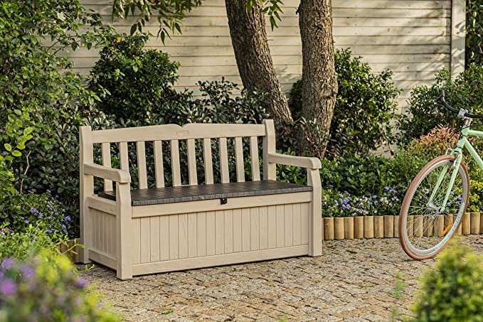 Keter Eden 265L Storage Bench - Beige And Brown - Image 2