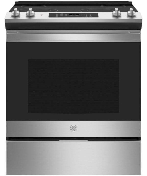 GE 30 Inch Wide 5.3 Cu. Ft. Slide In Electric Range with Dual Element Baking and Two Power Burners